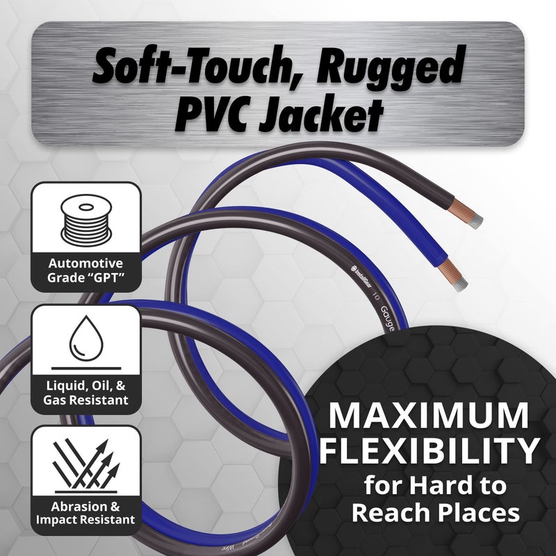 InstallGear 1/0 Gauge Wire (50ft) Copper Clad Aluminum CAA - Primary Automotive Wire, Car Amplifier Power, Ground & Battery Cable, Car Audio Speaker Stereo, RV Trailer Wiring Welding Cable 1/0ga - Image 4